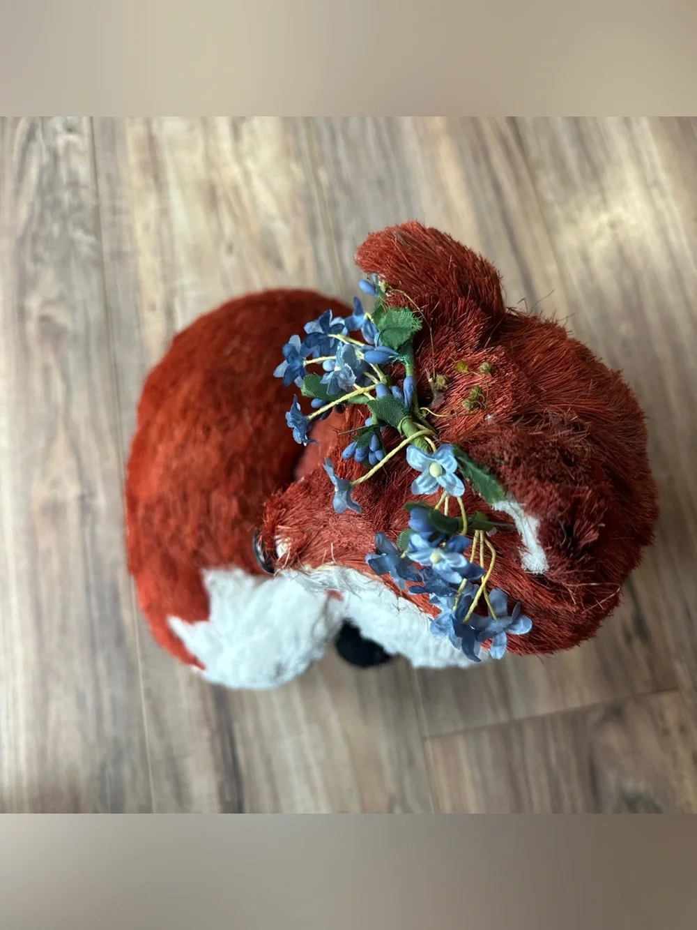 Pier 1 Sisal Fox With Flower Crown 14.5” Tall Large Straw Rare HTF Floral